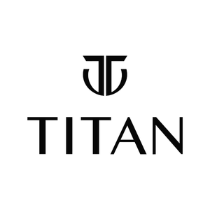 Black uppercase text TITAN with a minimalist, stylized T logo above it, all set against a plain white background.