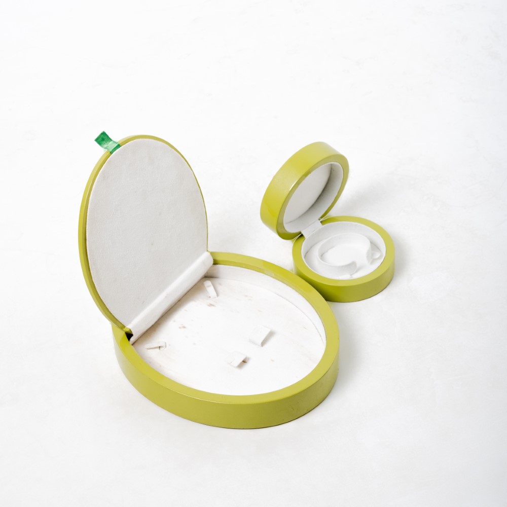 custom shaped wooden jewellery box opened